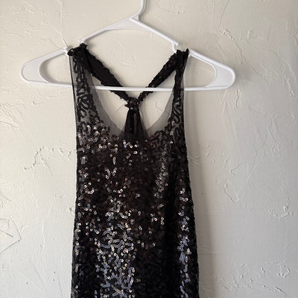 Wildcat Black Sequin Tank Top L Y2K Fairy Grunge‎ Mesh Going Out Top